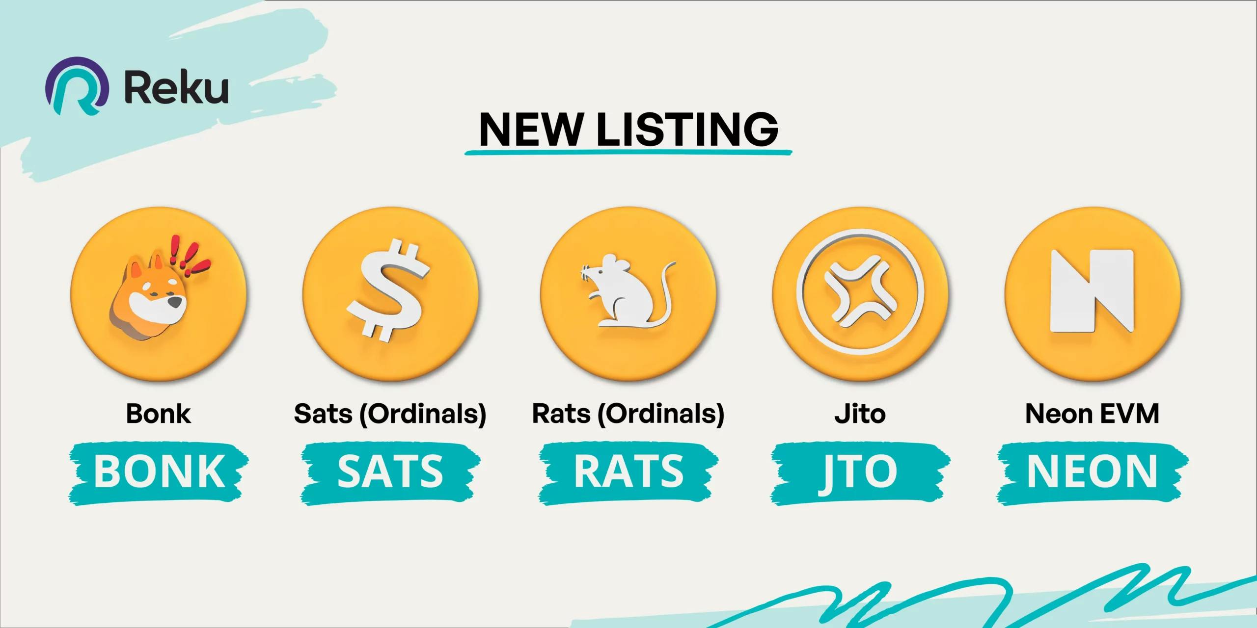 BONK, SATS ,Rats, JTO, dan NEON Sudah Dapat Diperjualbelikan Di Reku!