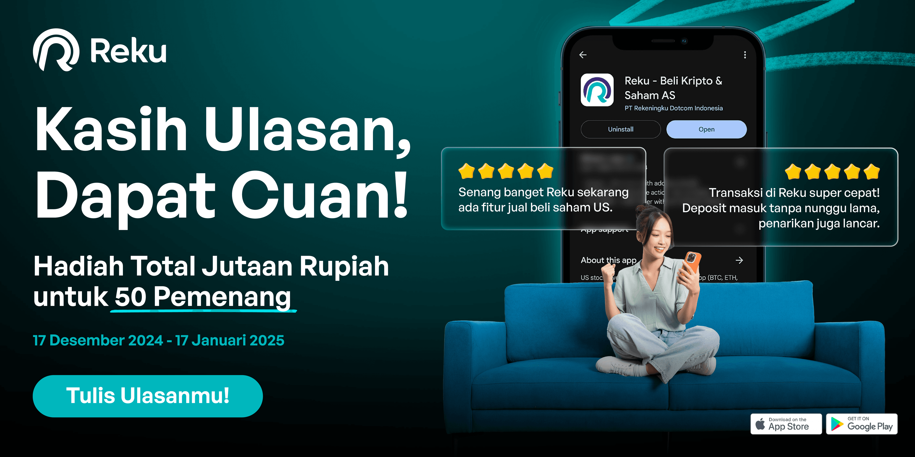 App Review Competition, Kasih Ulasan Reku Bisa Dapat Cuan!