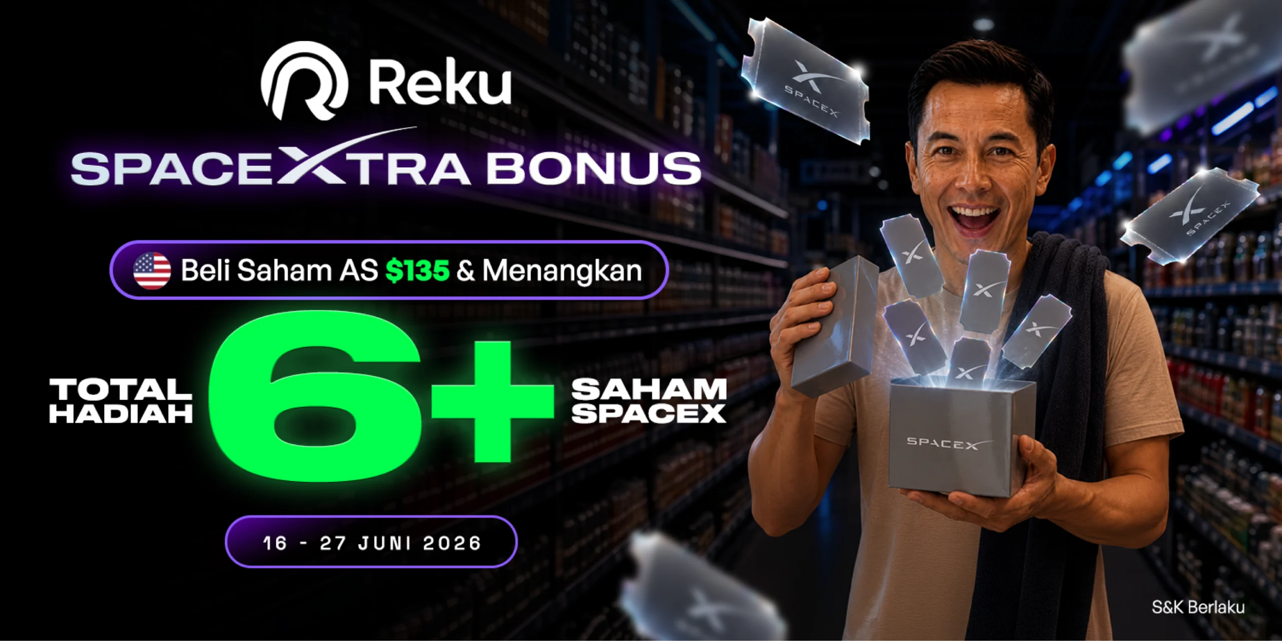 Saham SpaceX Kini Ada di Reku! Yuk, Beli Saham AS & Menangkan Total 6+ Saham SPCX🚀